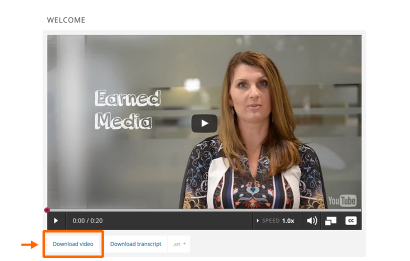 Screen grab showing where participants can download the video.