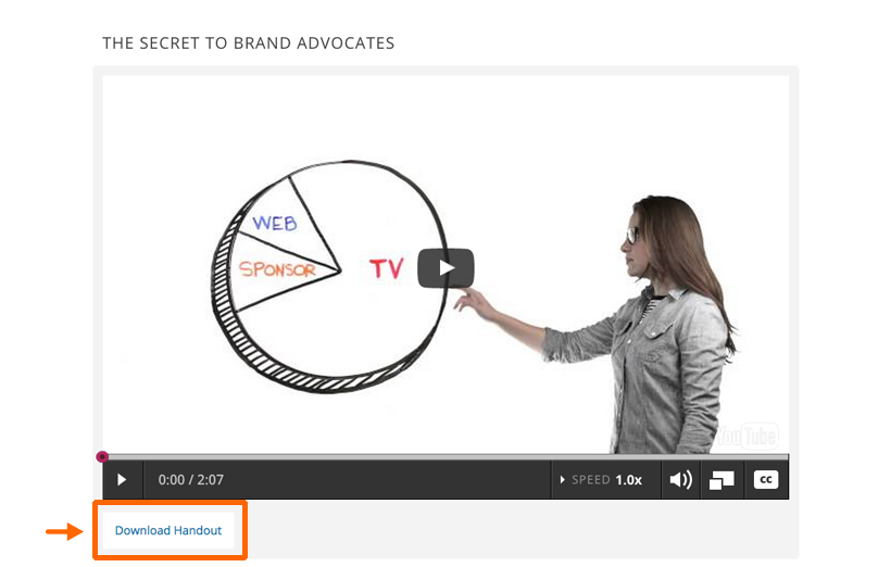 Screen grab showing where participants can download video handouts. 