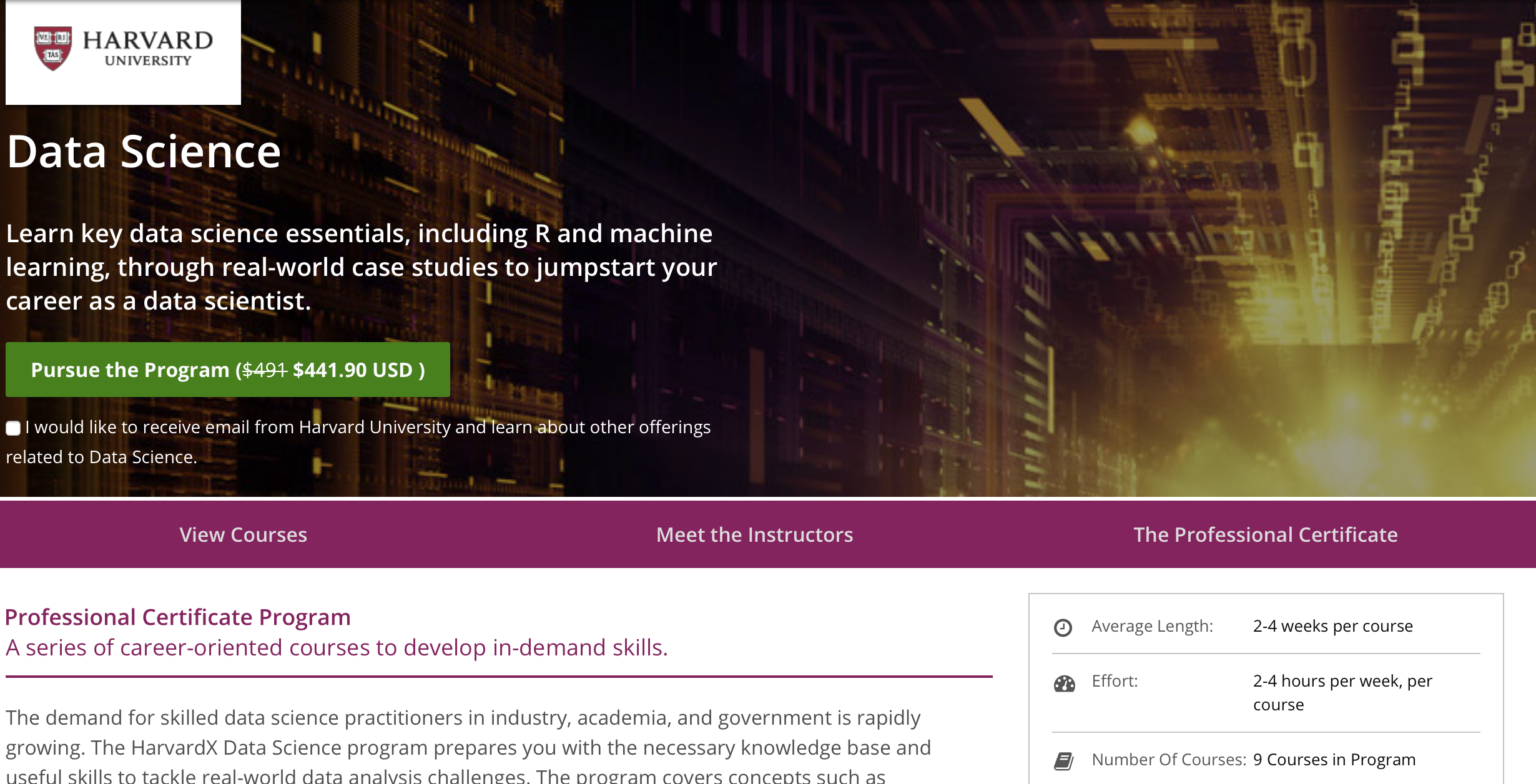 Data Science Professional Certificate Page