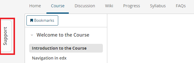 Use Support to contact edX for technical issues