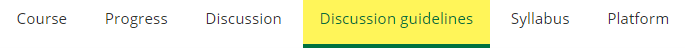 Access the Discussion guidelines through the horizontal navigation at the top of the screen