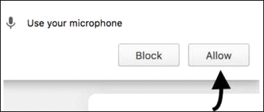 Screen shot of use your microphone, allow