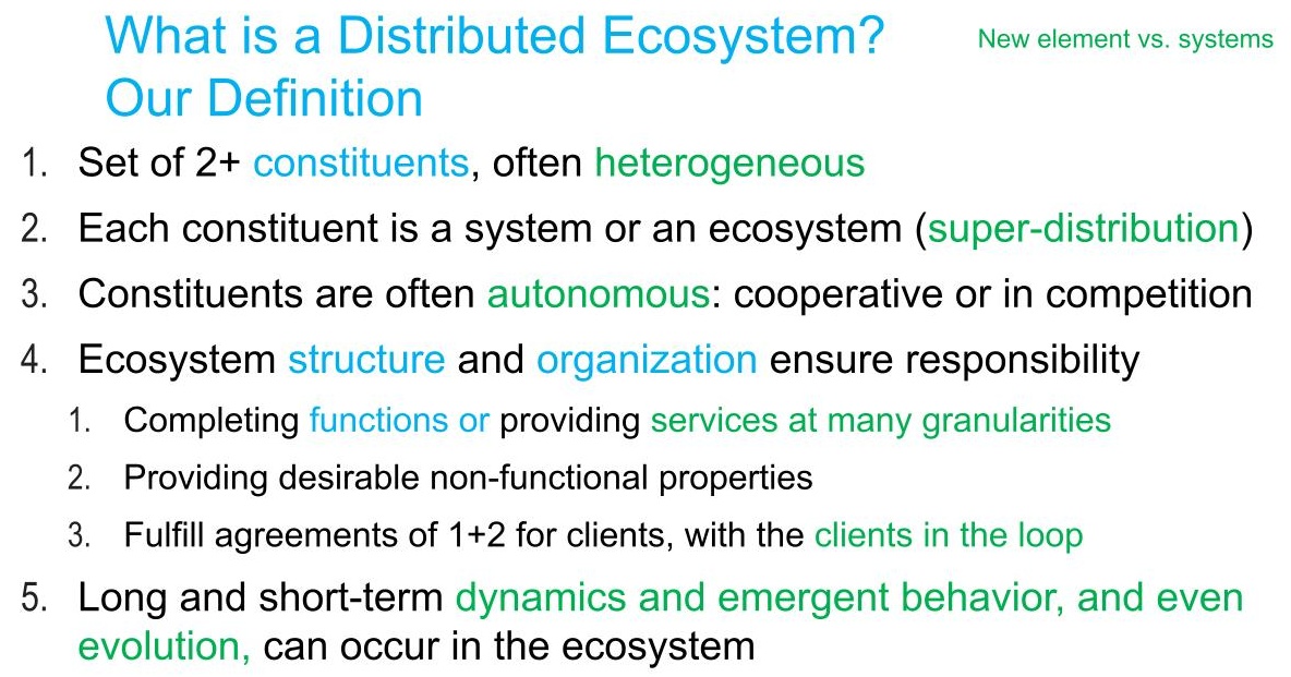 Distributed ecosystem, a definition.