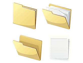 Yellow folders with papers