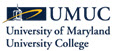 This image shows the logo of the college with a building with a golden arch horizontally through it reading UMUC, University of Maryland University College