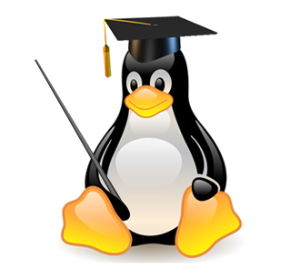 Tux the Penguin wearing the square academic cap