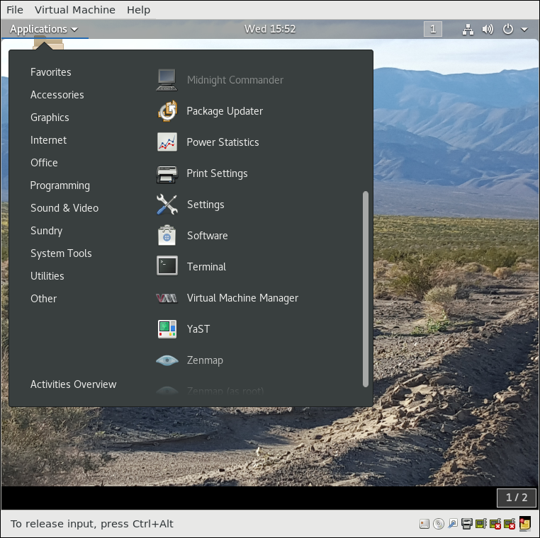 Screenshot showing how to open a terminal on any system using GNOME desktop