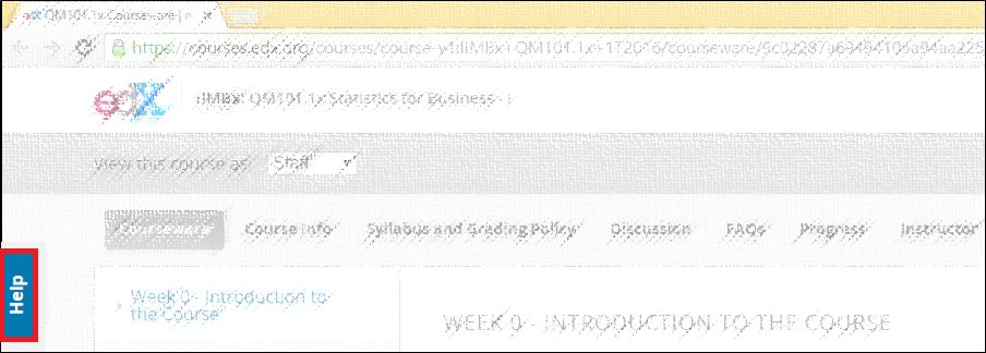 Screenshot of Help button on edX page