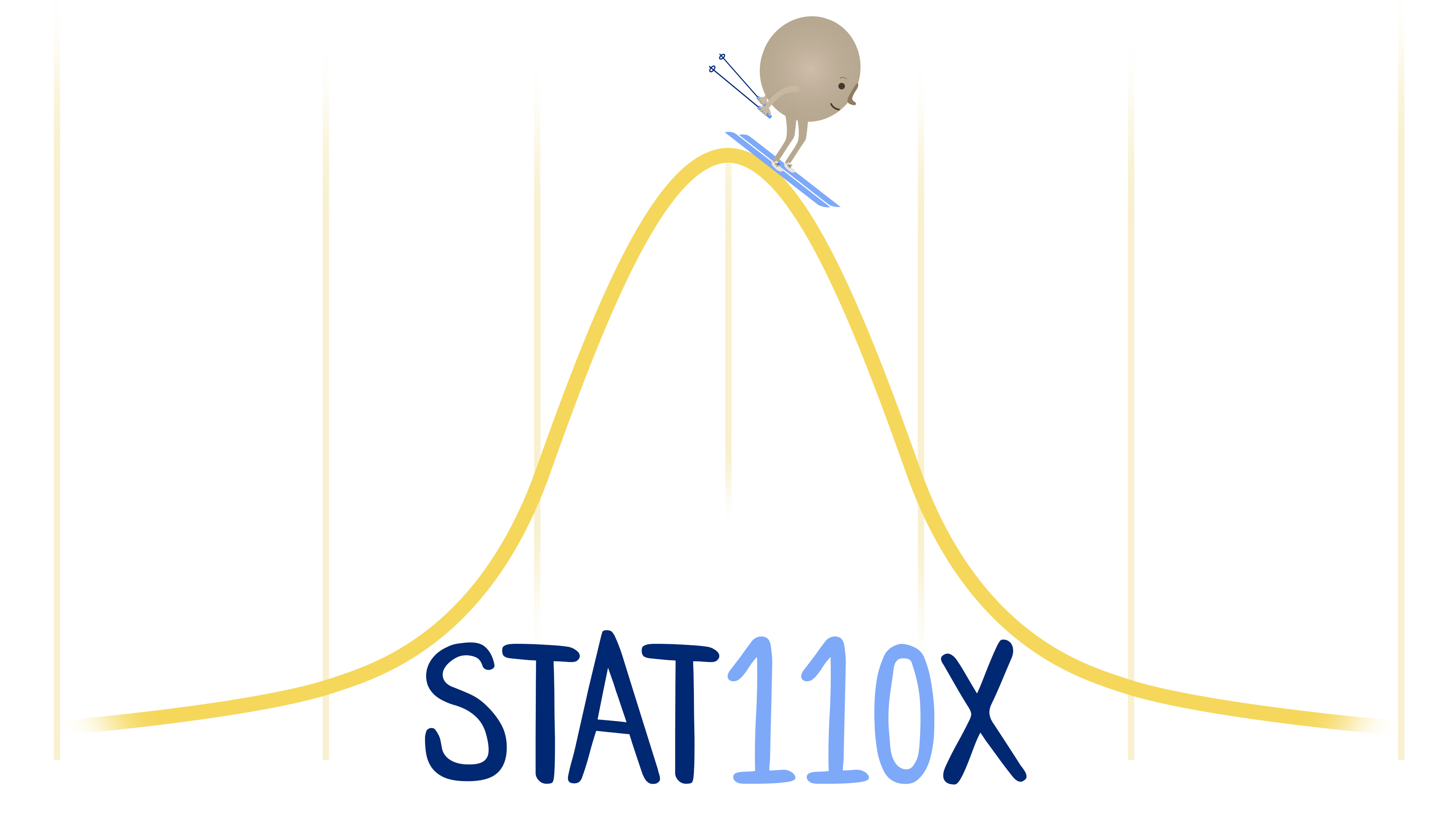 a spehere-shaped character skiing down a slope shaped like a normal distribution curve