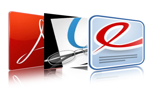 Adobe Acrobat Reader, Okular and Evince logo
