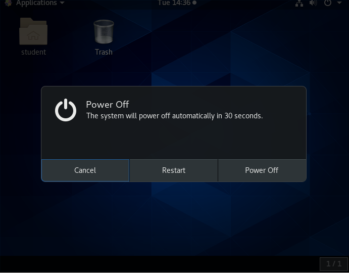 Screenshot showing shutting down and restarting in Ubuntu
