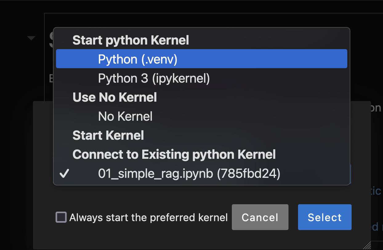 jupyter Kernel Selection